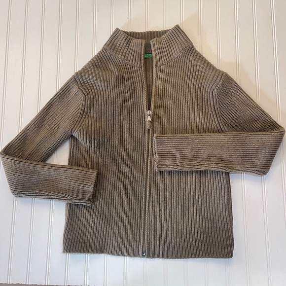 United Colors Of Benetton Sweaters - Vintage United Colors Benetton ITALY Wool Blend Full Zip Cardigan Sweater Small